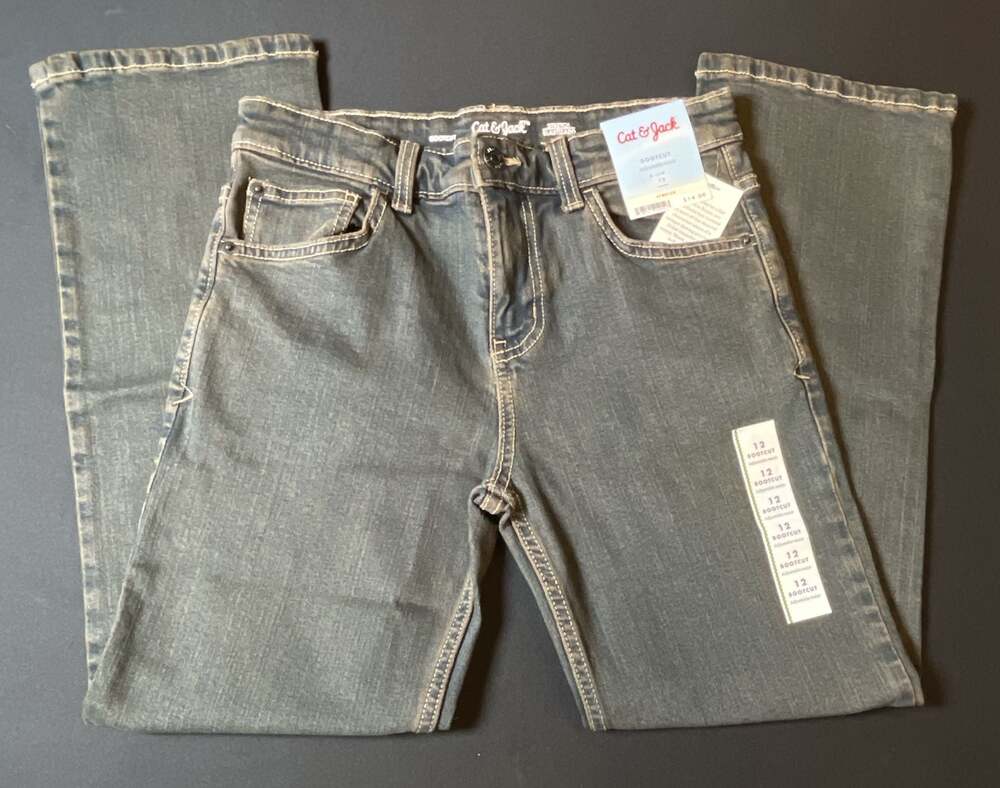 Cat & Jack Girls Stretch Bootcut Adjustable Waist Jeans Size 12